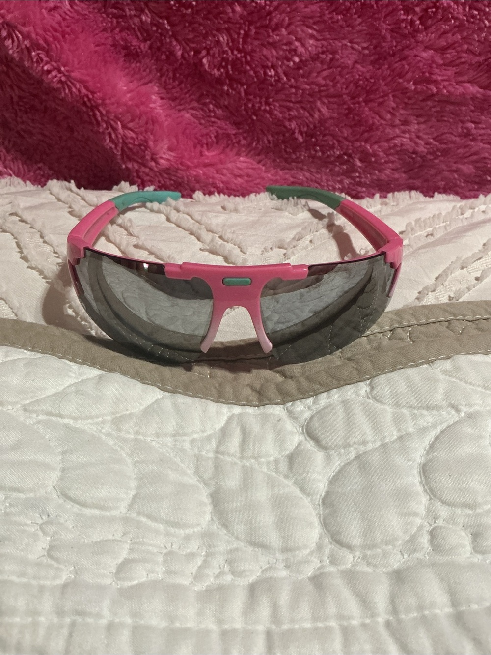 Kids Pink & Teal Wraparound Sunglasses - Youth Sport Shades
